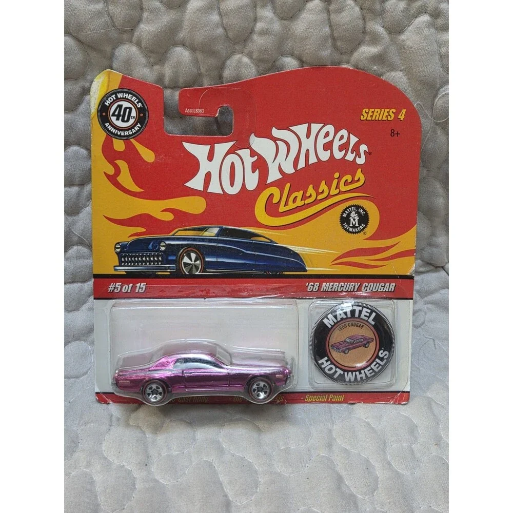 Hot Wheels Classics Series 4 w/button, #5 68 Mercury Cougar, magenta Nice & HTF!